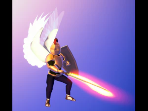 Animated Low Poly Angel Knight 3D Model