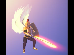 Animated Low Poly Angel Knight 3D Model