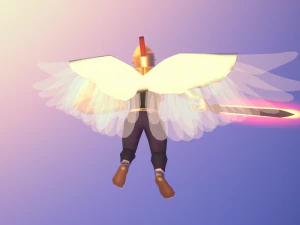 Animated Low Poly Angel Knight 3D Model