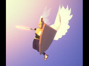 Animated Low Poly Angel Knight 3D Model