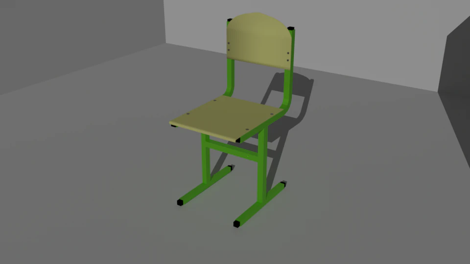 school chair 3D Model .c4d .max .obj .3ds .fbx .stl .blend 