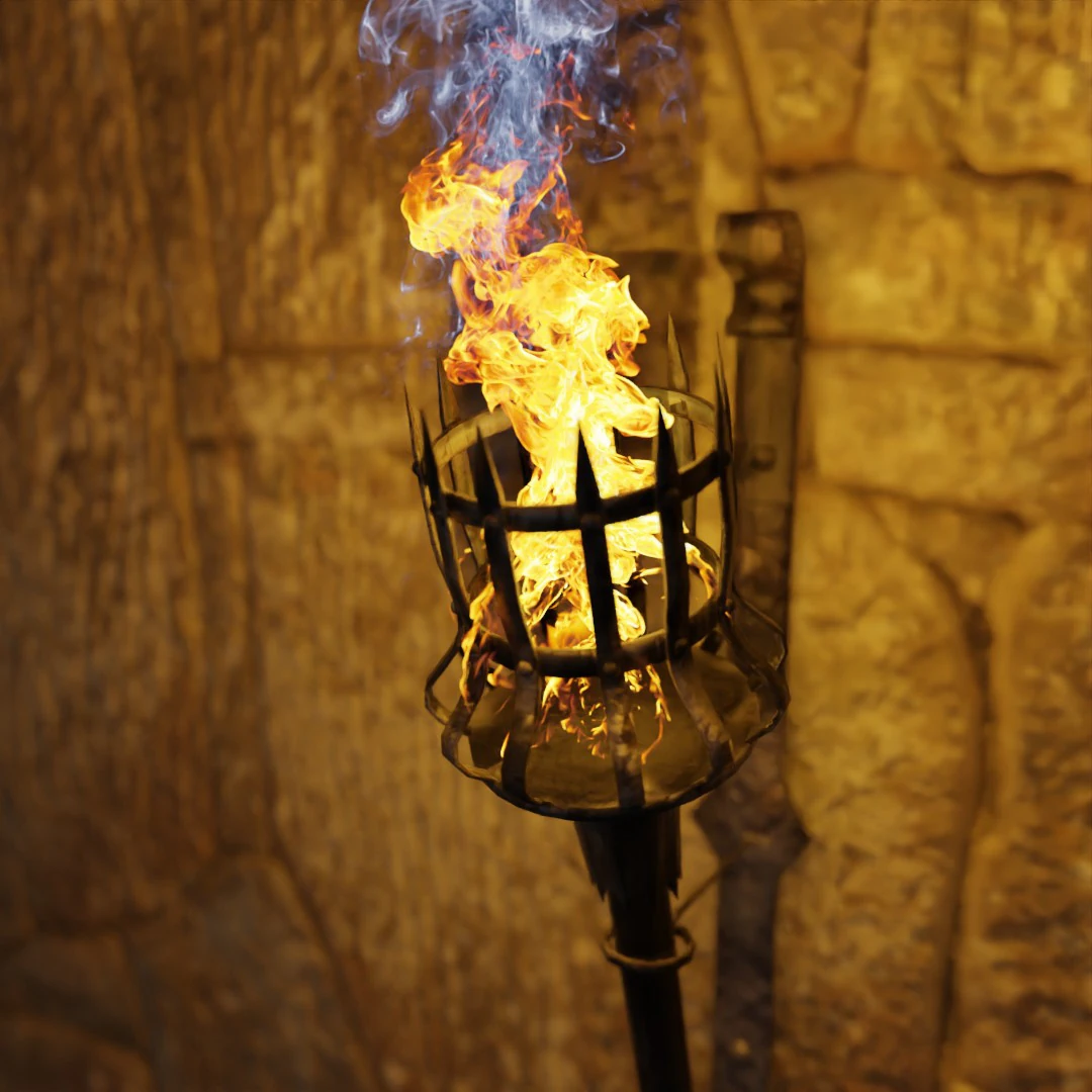 Medieval torch 3D Model .c4d .max .obj .3ds .fbx .stl .blend 