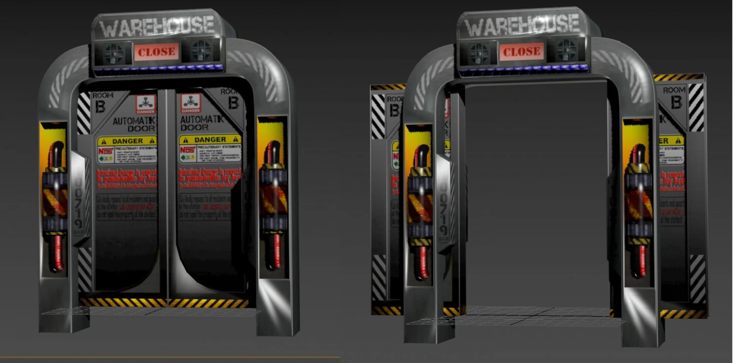 sci-fi doorway warehouse door 3D Model .c4d .max .obj .3ds .fbx .stl .blend 