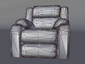 slightly worn-out leather chair - game-vr ready 3D Model