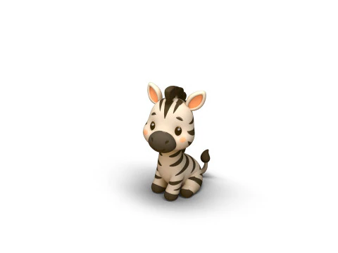 Zippy Stripes Zebra 3D Model