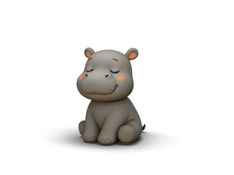 Sleepy Eyes Hippo 3D Model
