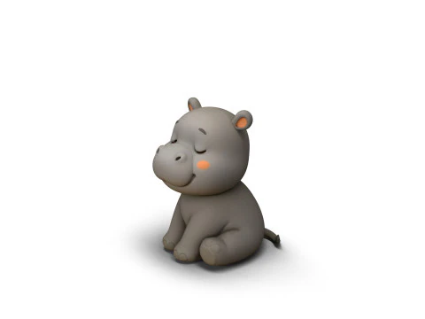 Sleepy Eyes Hippo 3D Model