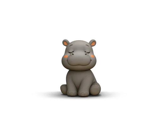 Sleepy Eyes Hippo 3D Model