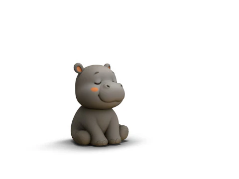 Sleepy Eyes Hippo 3D Model