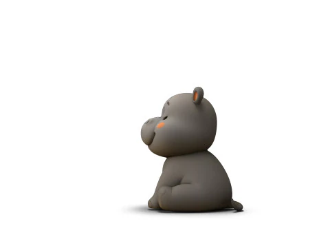 Sleepy Eyes Hippo 3D Model