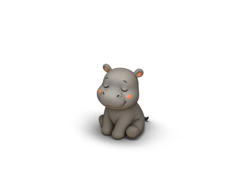 Sleepy Eyes Hippo 3D Model