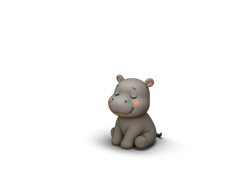 Sleepy Eyes Hippo 3D Model