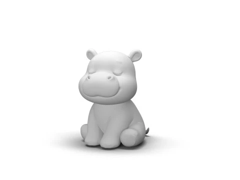 Sleepy Eyes Hippo 3D Model