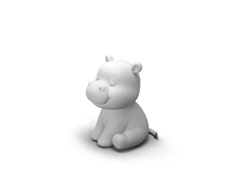 Sleepy Eyes Hippo 3D Model