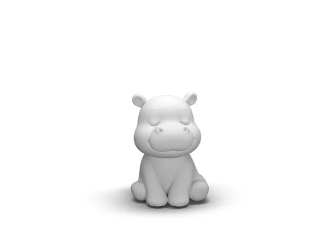 Sleepy Eyes Hippo 3D Model