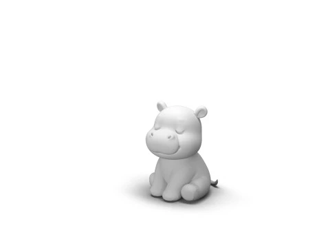 Sleepy Eyes Hippo 3D Model