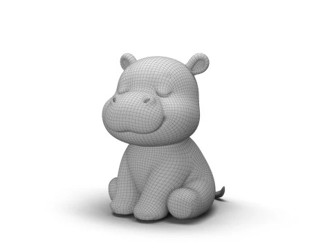 Sleepy Eyes Hippo 3D Model