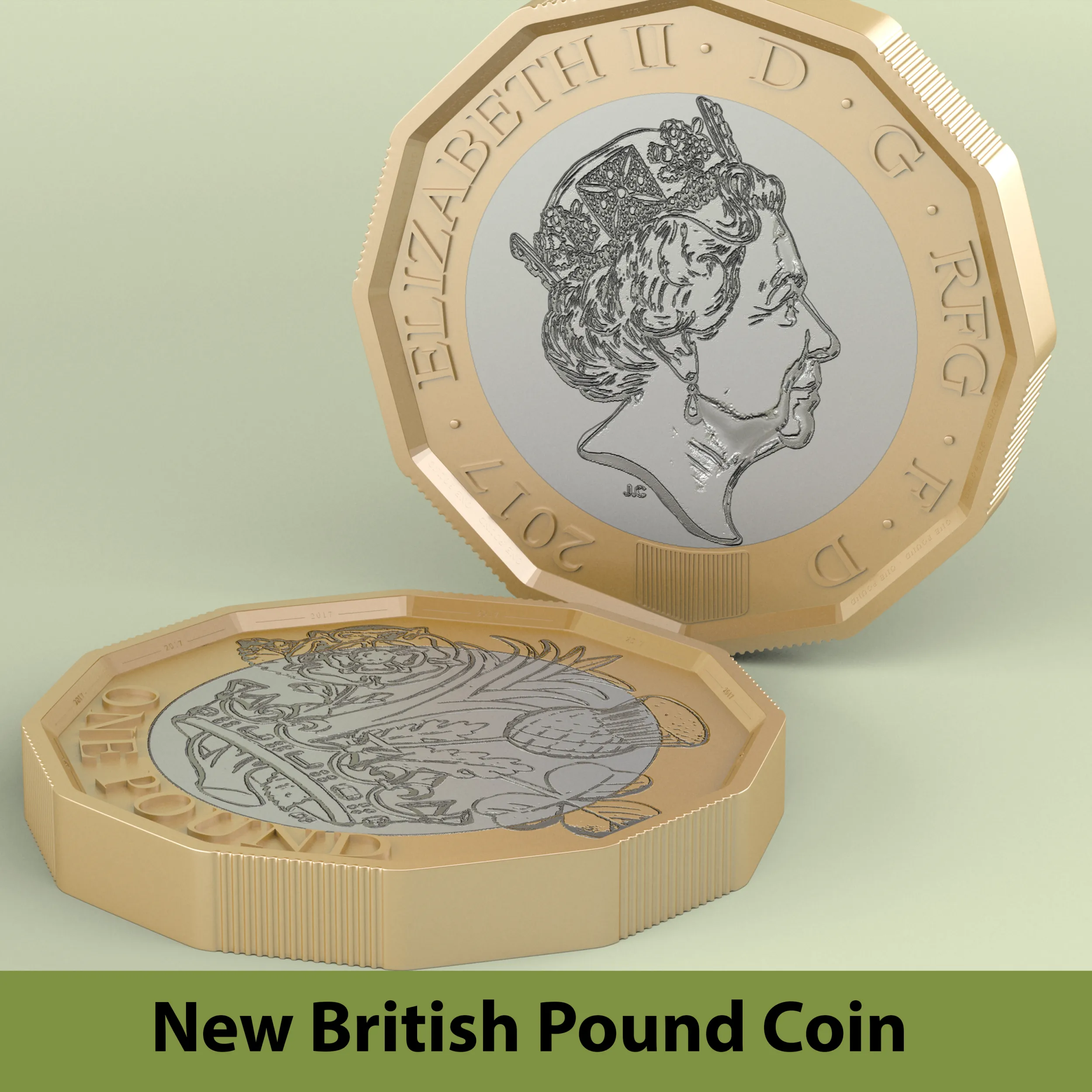 New British Pound Coin 3D Model .c4d .max .obj .3ds .fbx .stl .blend 