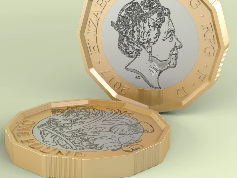 New British Pound Coin 3Dモデル