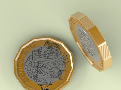New British Pound Coin 3D Model