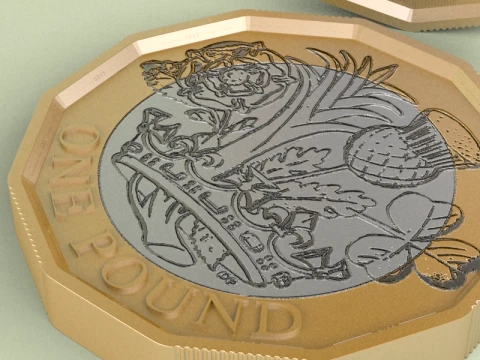 New British Pound Coin 3D Model