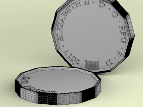 New British Pound Coin 3D Model