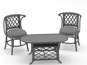 coffee table and chairs 3D 모델