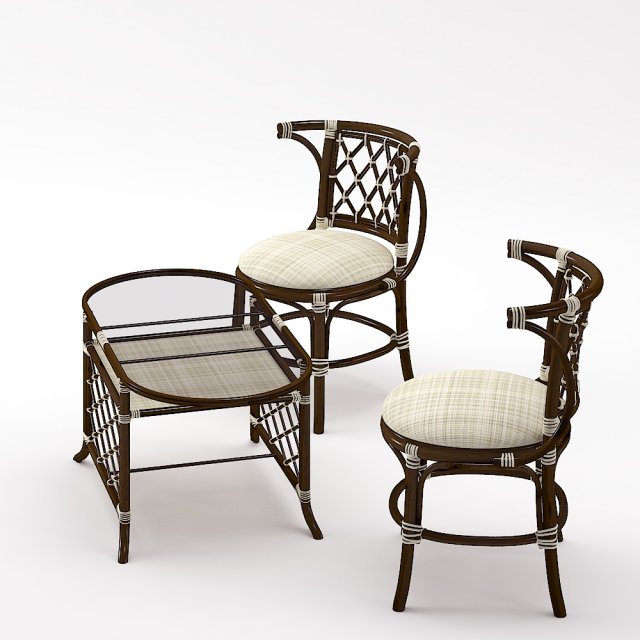 coffee table and chairs 3D 모델 .c4d .max .obj .3ds .fbx .stl .blend 