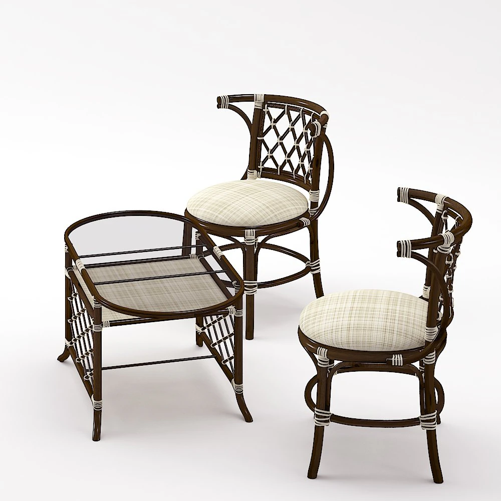 coffee table and chairs 3D Model .c4d .max .obj .3ds .fbx .stl .blend 