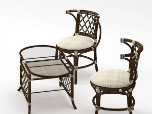 Couchtisch und St&uuml;hle 3D Modell