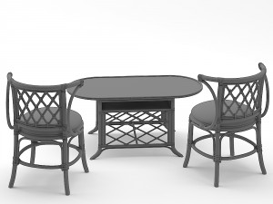 coffee table and chairs 3D 모델