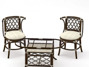 coffee table and chairs 3D Model