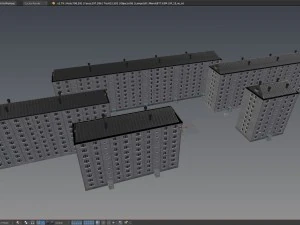 Paquete de edificios de apartamentos sovi&eacute;ticos 3 de 3 - 9 pisos. Modelo 3D