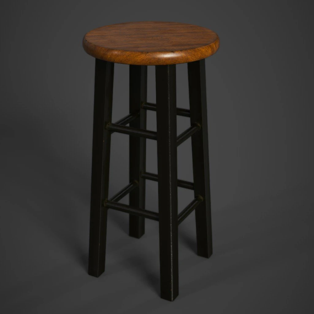 wood stool polished 3D Model .c4d .max .obj .3ds .fbx .stl .blend 
