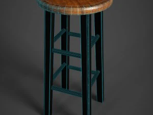 wood stool polished 3D Model