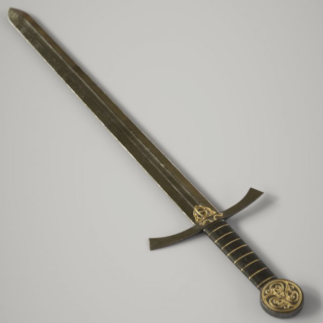 steel long sword 3D 模型 .c4d .max .obj .3ds .fbx .stl .blend 
