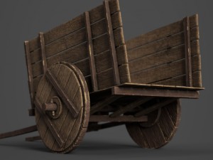 wooden cart Modelo 3D