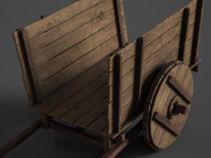 wooden cart Modelo 3D
