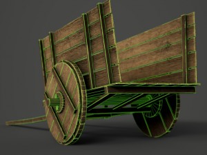 wooden cart Modelo 3D