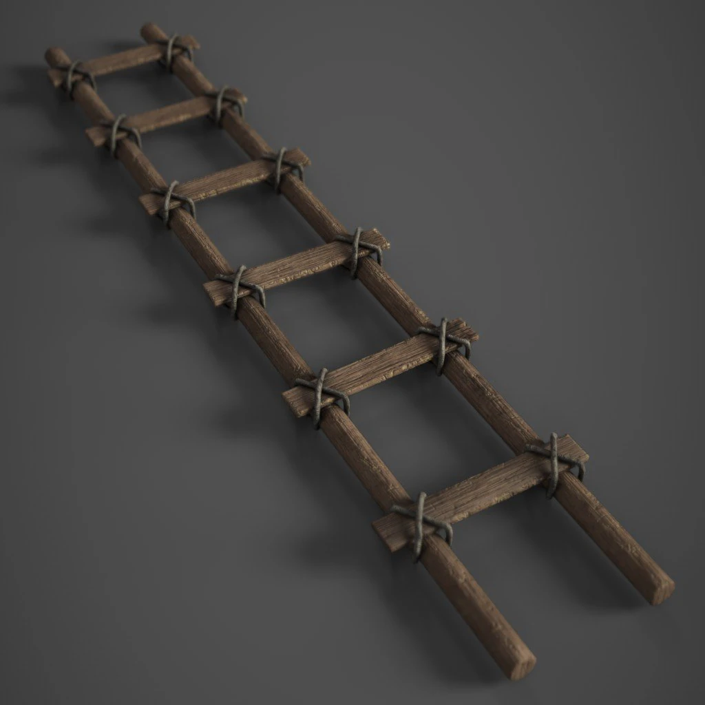 wood ladder 3D Model .c4d .max .obj .3ds .fbx .stl .blend