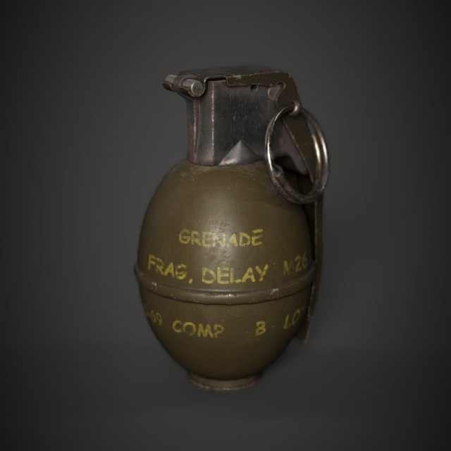 m26 grenade 3D Model .c4d .max .obj .3ds .fbx .stl .blend 