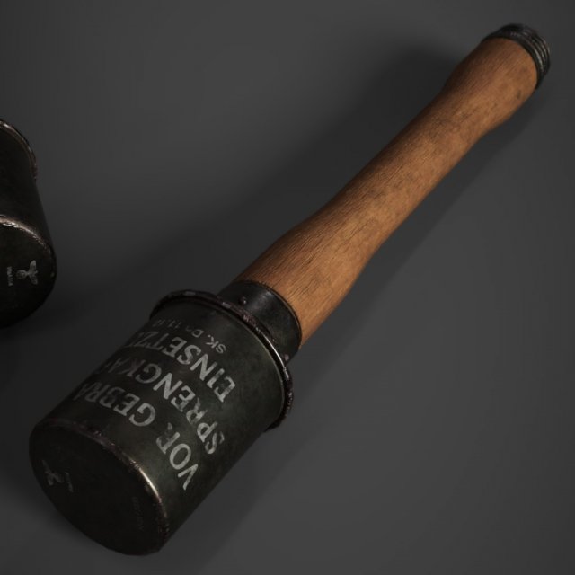 m24 stick grenade stielhandgranate 3D 모델 .c4d .max .obj .3ds .fbx .stl .blend 