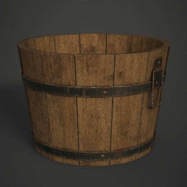 wooden bucket Modello 3D .c4d .max .obj .3ds .fbx .stl .blend 