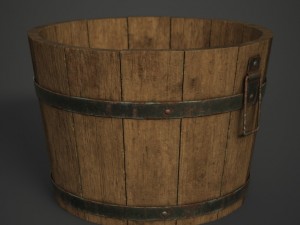wooden bucket Modelo 3D