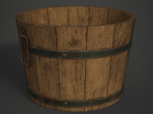 wooden bucket Modello 3D