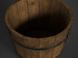 wooden bucket Modello 3D