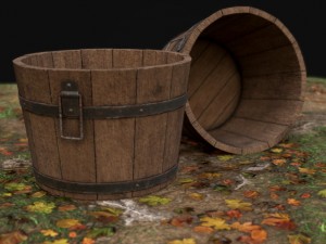 wooden bucket Modello 3D