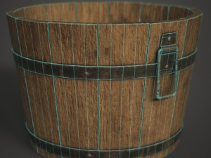 wooden bucket Modello 3D