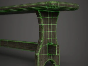 wooden bench 3D Model