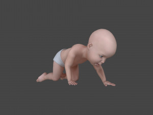 BABY-002 Crawling Animation 3D Model